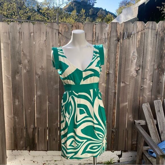 Tibi green and white silk mini dress size 2 - Picture 1 of 7